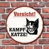 1pc 8x8in Vintage Beware Of Cat Metal Sign Funny Decorative Wall Art For Garage Bar Cafe