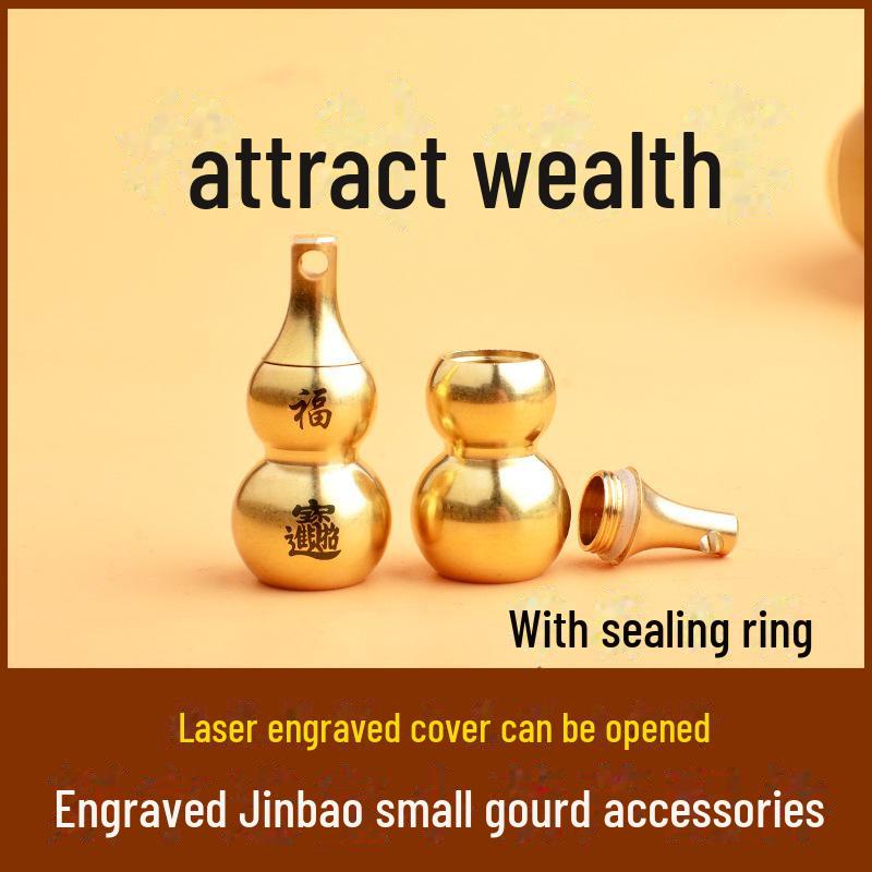 Schlüsselanhänger aus Messing mit Sternzeichen-Kürbis, acht Trigrammen und Segensgravur