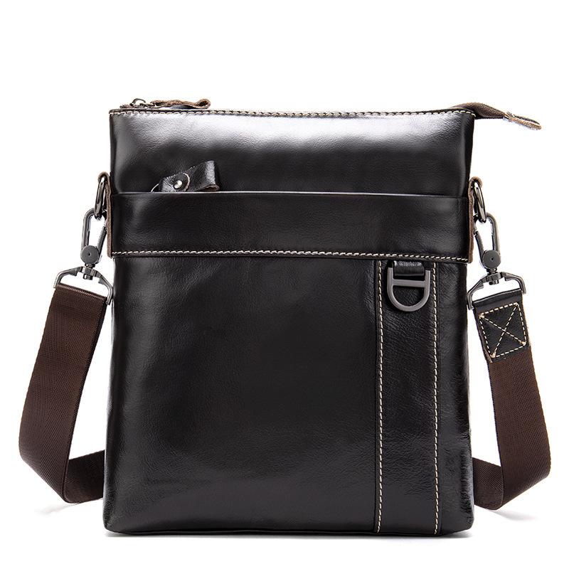 

Men s Retro Chest Bag Casual Bag Business Vertical Messenger Bag First Layer Cowhide Portable One-shoulder Small Bag 23*3.5*27cm колір темно кави