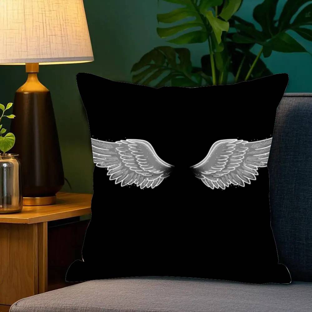 Angel Wings Pillow Case Fashion Square Pillowcase Bedroom Sofa Room Ins Decoration Leisure