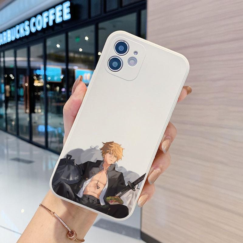 Japan Chainsaw Man Phone Case For IPhone 14 11 12 13 Pro Max X XR XSMax 6 6S 7 8 Plus SE 2022 Soft Square Color Phone Cover