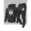 Fashionable Spade Print Hooded Sweatshirt Sports Pants Set Sports and Leisure Set Multifunctional Street Style Two Piece Set