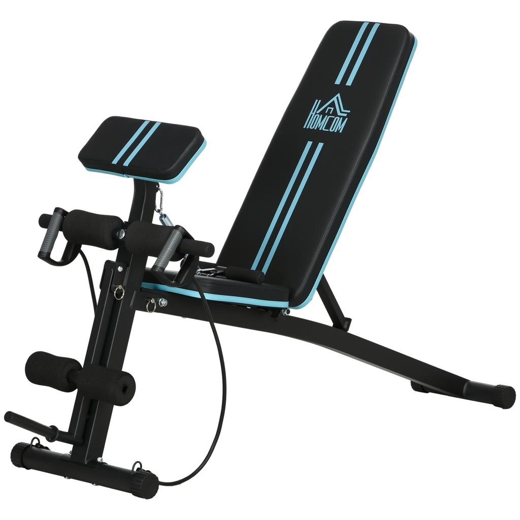 Foldable Weight Bench, Adjustable Strength Training Sit Up Ab Bench, Incline/Decline, Blue