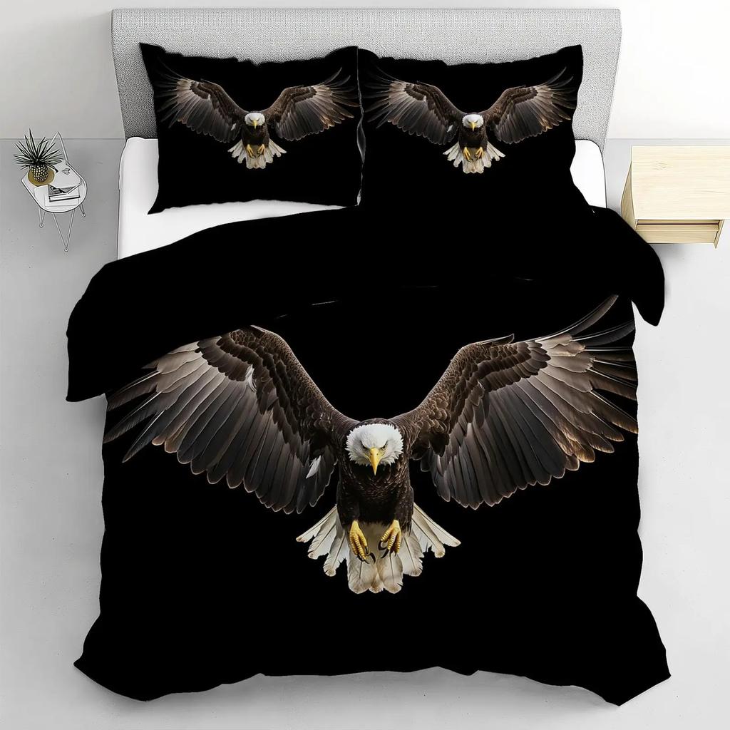Eagle Duvet Cover Set Queen Size for Adults Animals Pattern Bedding Set Stylish Decorative Bird Comforter Cover