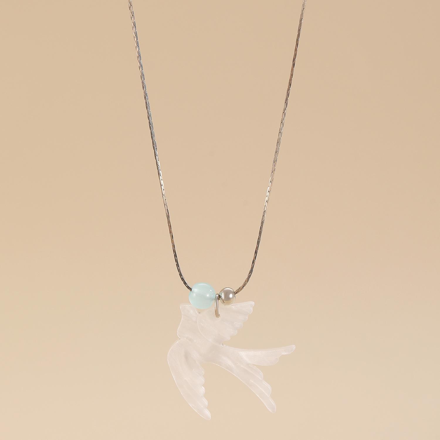 

Ретро Персонализированный Дизайн Роскошное Ожерелье с Подвеской в виде Птицы Ласточки Тонкая Веревочная Цепочка для Ключицы 1 pcs