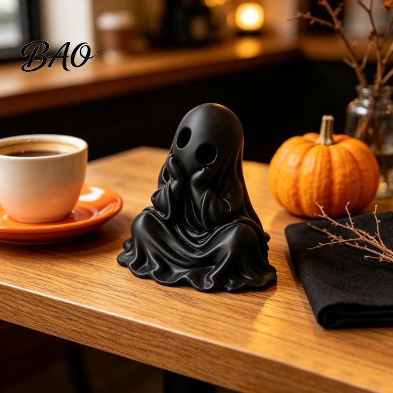 Unique Holiday Gift for Friends 3D Printed Halloween Ghost Figurine, Cute Chin-Resting Spooky Desk Decor, Modern Decor Shelf Funny Ornament Home Party