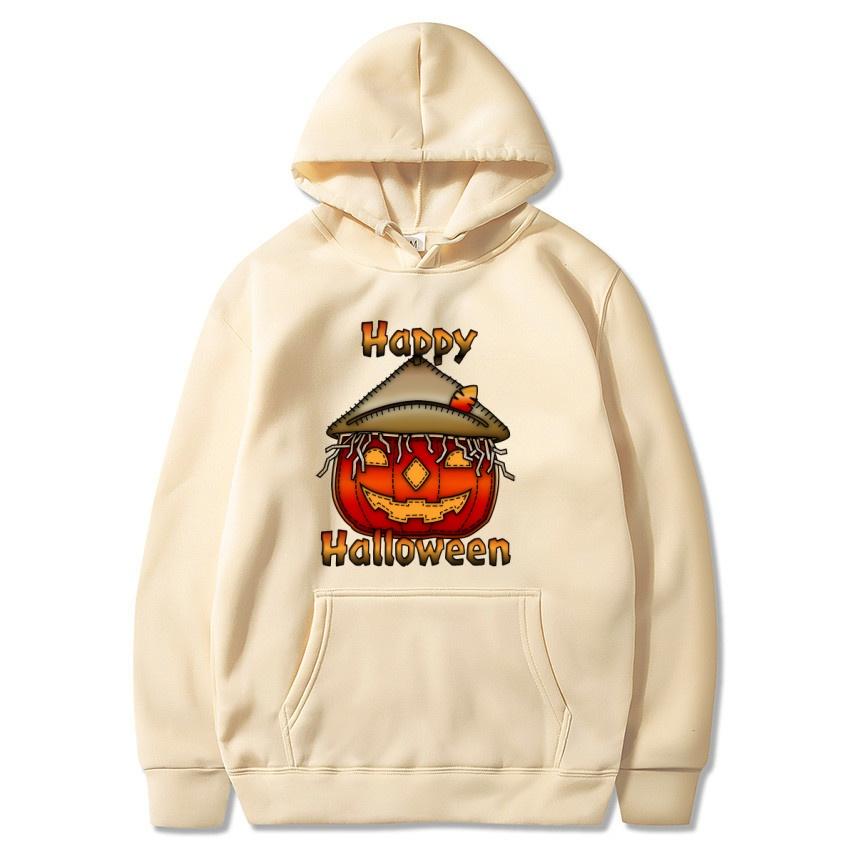 Halloween Autumn Winter Happy Halloween Printed Hoodie Men's Fashion Warm Sweatshirt Casual Street Wear Warm Hoodie