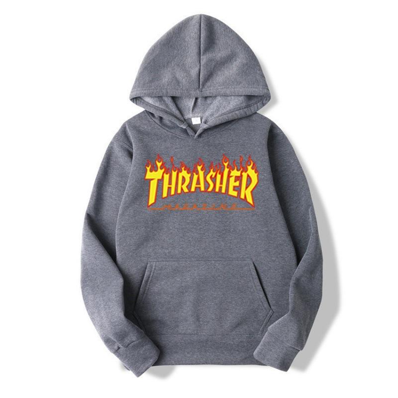 

THRA Flame Європейський та американський чоловічий чоловічий парний топ з капюшоном Чоловічий светр приталеного крою XXL темно-сірий