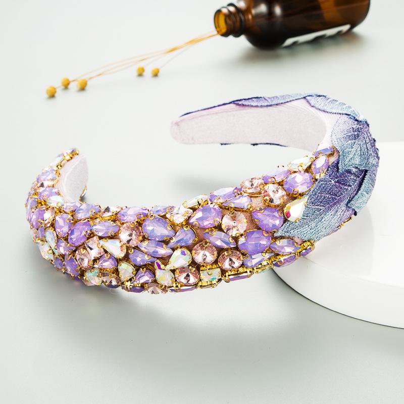 Women's Hairband Creative Colored |Flannelette Leaf Hair Hoop Glass Rhinestone Headwear