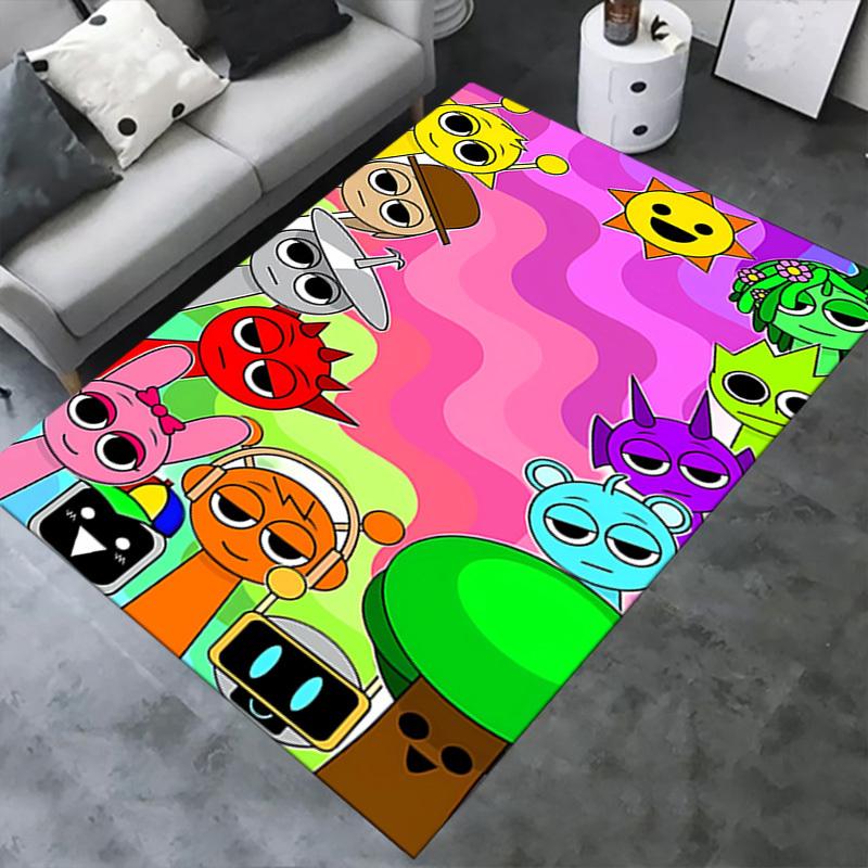 Office Carpet - Music Box Colorful Cartoon Character Pattern, Can Be Used for Playroom Carpet, Classroom Decorationc078