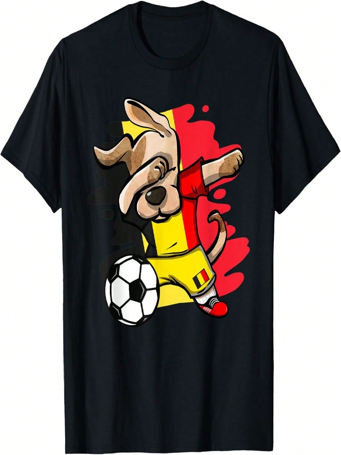 Dabbing Dog Belgium Soccer Fans Jersey Belgian Flag Football T-Shirt For Men Women Kids S разноцветный