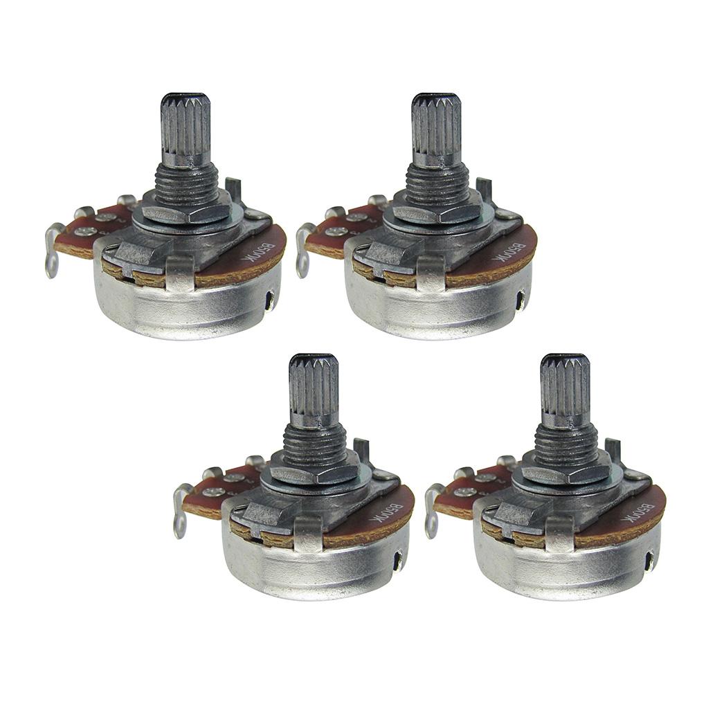FLEOR 4PCS Guitar Potentiometers Volume Tone 18-spline Pots A250K/ B250K/ A500K/ B500K Long / Short Shaft Choose Guitar Parts
