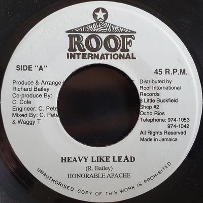 7-Zoll Schallplatte HONORABLE APACHE - Schwer wie Blei / Yardi Hymne KEINE Roof Internatio Jamaika Reggae, Ska & Dub Gebraucht