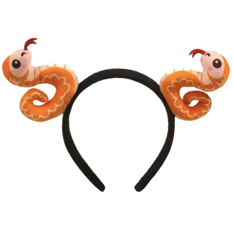Grünes Schlangenkopfband für Neujahrsfreuden Weicher Stoff Kopfschmuck Verstellbare Kopfbedeckungen Bequemes Haaraccessoire