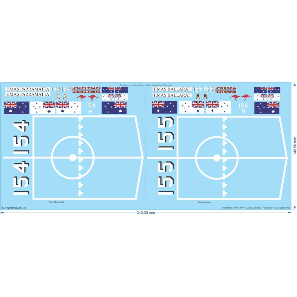 ADF RAN/RNZN ANZAC-class Frigates - 1/144 1/350 1/700 - War Ship Decals