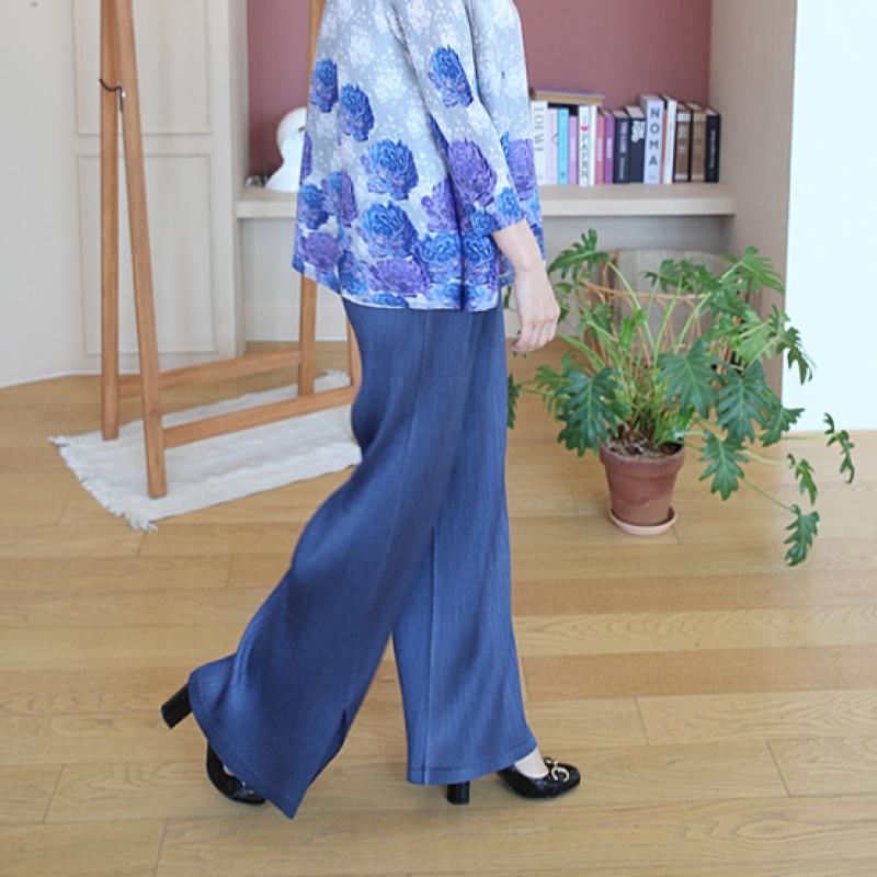 Shiz Madam Fit Art Silket Touch Side Split Pleats Pants P91995