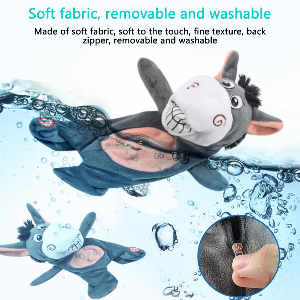 Stuffed Animal Toys Electric Funny Donkey Doll for Baby 72 Children"s Songs Plush Toys Walking and