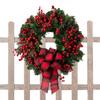 Christmas Decorations, Red Hagrid, Bow, Christmas Wreath, Courtyard Decoration, Red, Mock Berries, Vineyard Door Hanging
