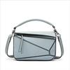 Simplified Geometric Large Capacity Handbag Soft PU Leather Lychee Pattern Crossbody Bag for Autumn Winter Versatile Matching