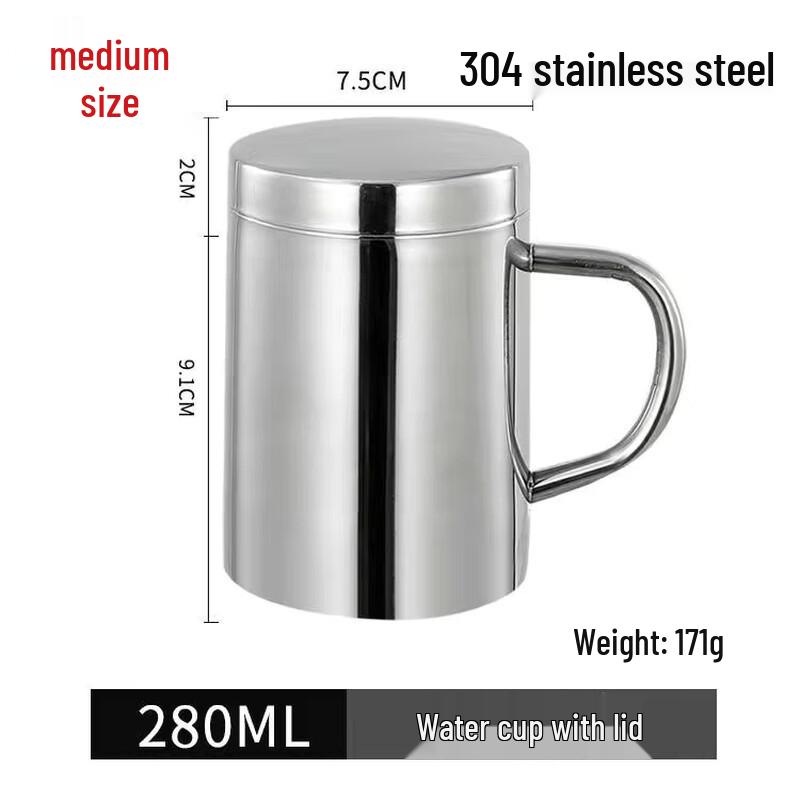 Zhishi 304 Stainless Steel Water Cup with Lid and Handle