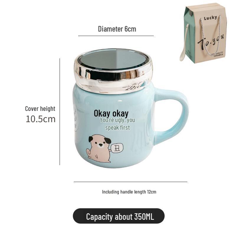 ZISIZ 2024 Ceramic Water Cup with Mirror Lid