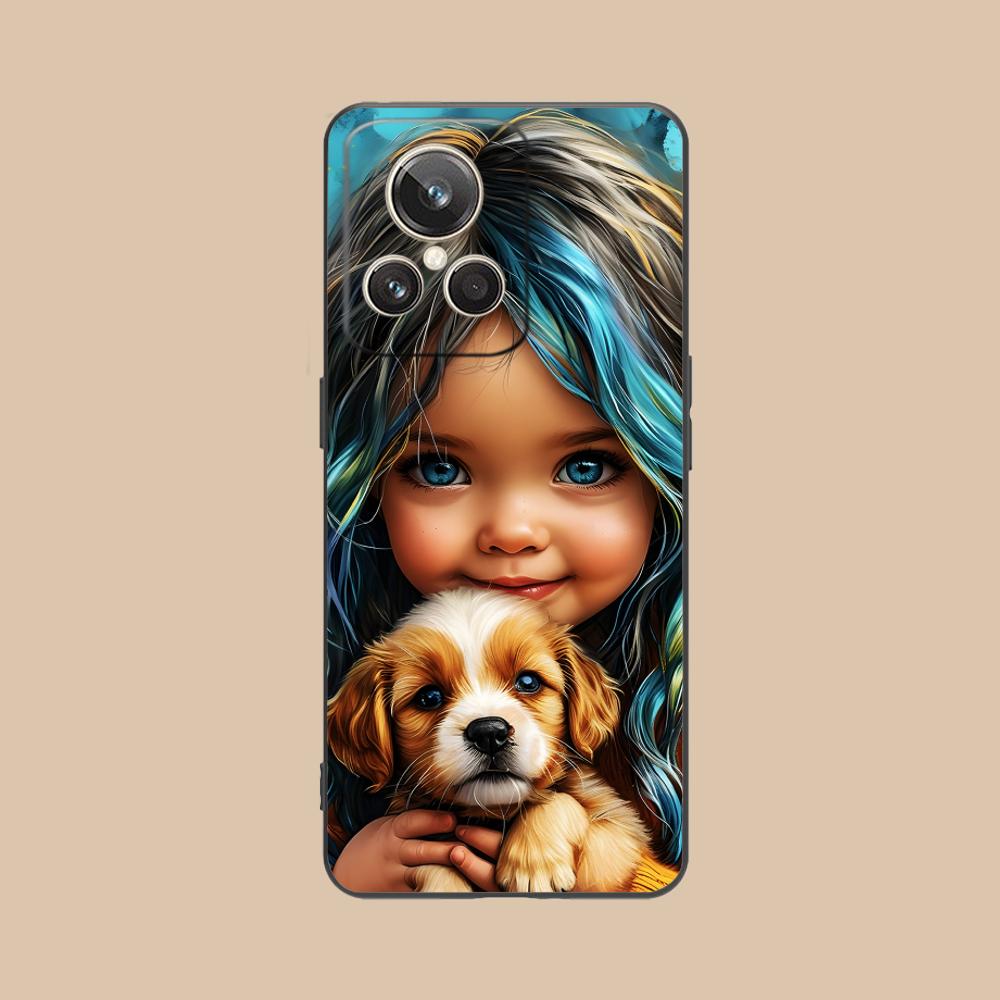 Girl Dog Puppy Matte TPU Mobile Phone Case for Realme GT 8 Neo Pro C75 73 71 C67 65 C55 53 C35 31 C20 15 Colorful Cover