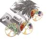 Rainbow Life Tree Pendant Necklace with Natural Crystal Crushed Stone Wire-Wrapped Design, N739.