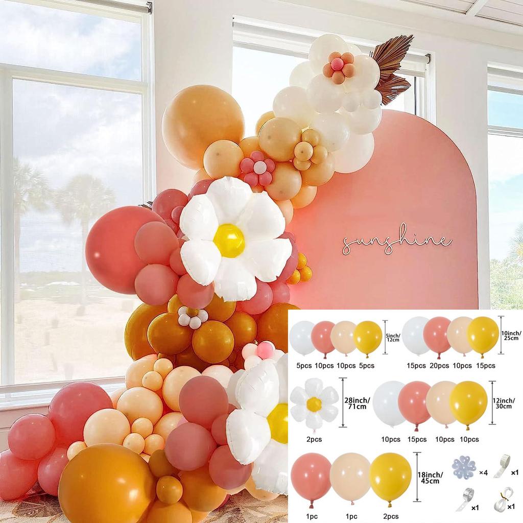 Daisy-Themed Pink & White Balloon Set for Weddings & Birthdays