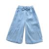 Girls' Summer Wide-Leg Ice Silk Denim Pants - Trendy and Versatile for Medium and Large Children