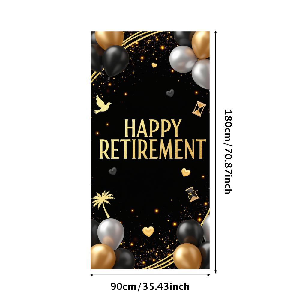 Happy Retirement Banner Balloons Retirement Theme Party Celebration Decoration Backdrop Photography Background Prop Wall Poster