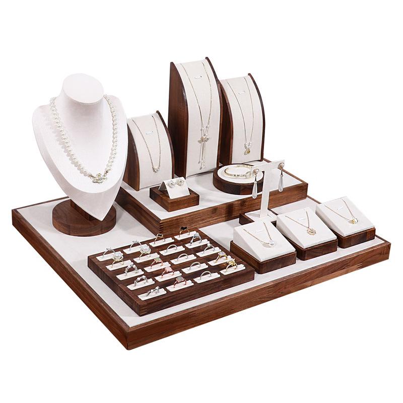 Wooden Jewelry Organizer Tray Rings Earrings Display Pallet Necklace Jewellery Showcase Pallet Large Capacity Rings Storage Tray