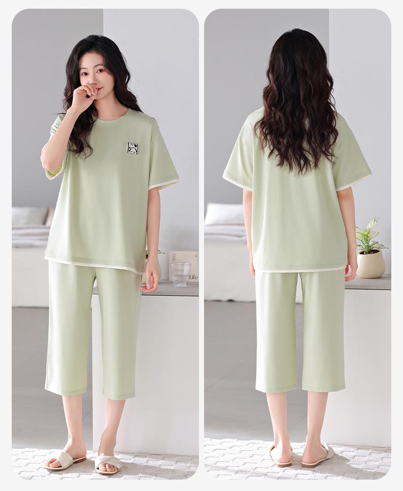 Women's Summer Modal Short Sleeve & Capri Home Set - Plus Size, Casual Ice Silk Cool Feel