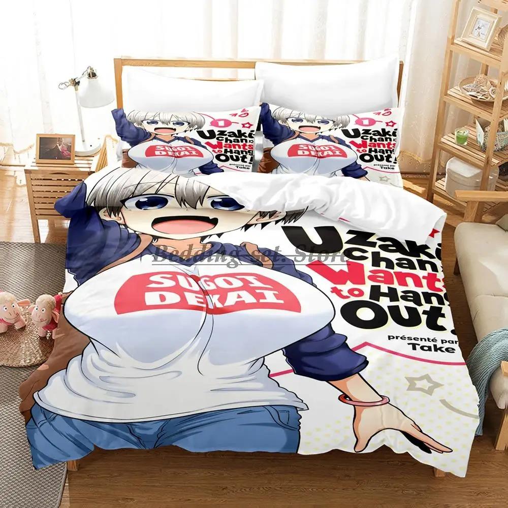 Uzaki-chan Wants To Hang Out! Bedding Set Single Twin Full Queen King Size Bed Set Aldult Kid Bedroom Duvetcover Sets Anime
