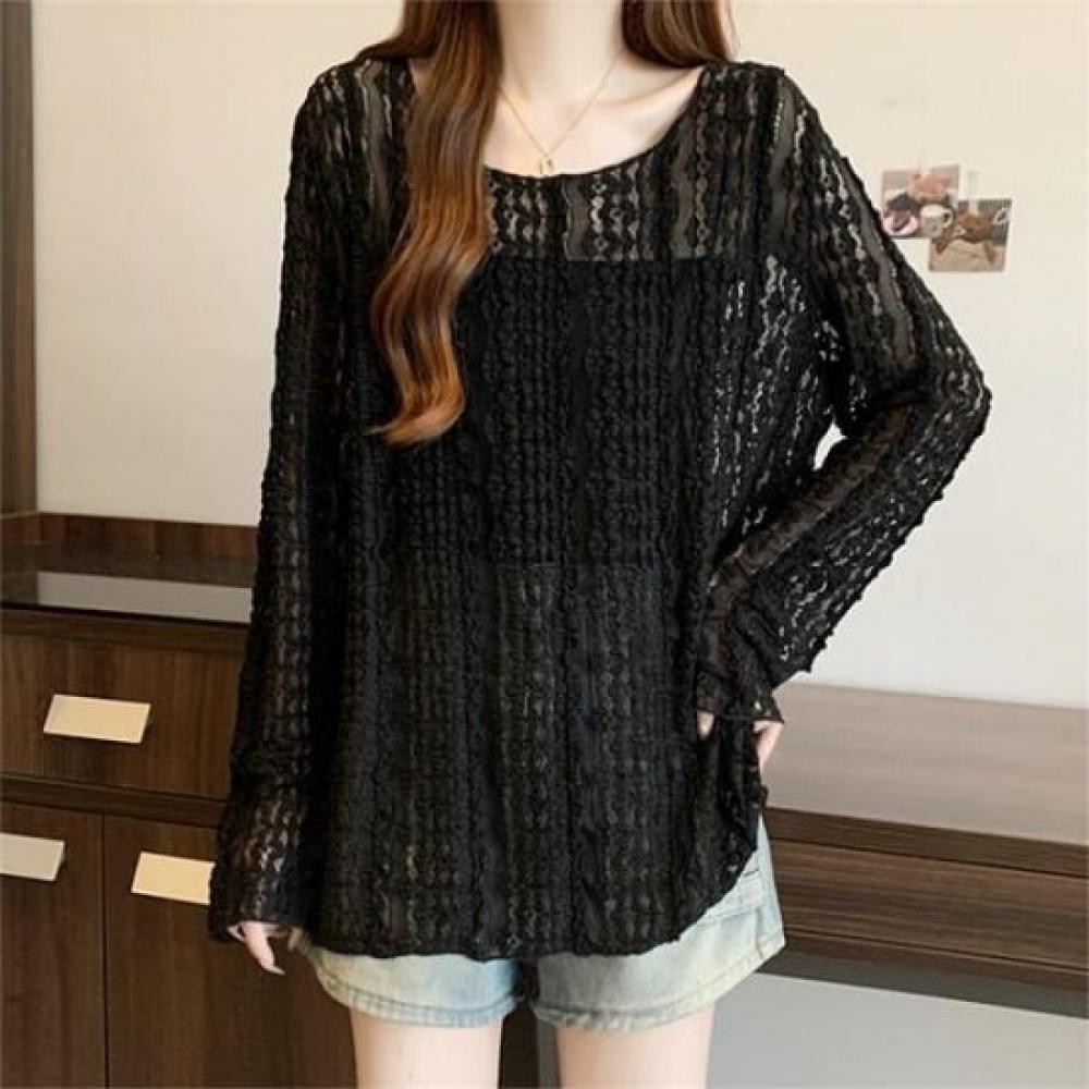 Navava Women Flower Lace Thin Long Sleeve T shirT nT2354