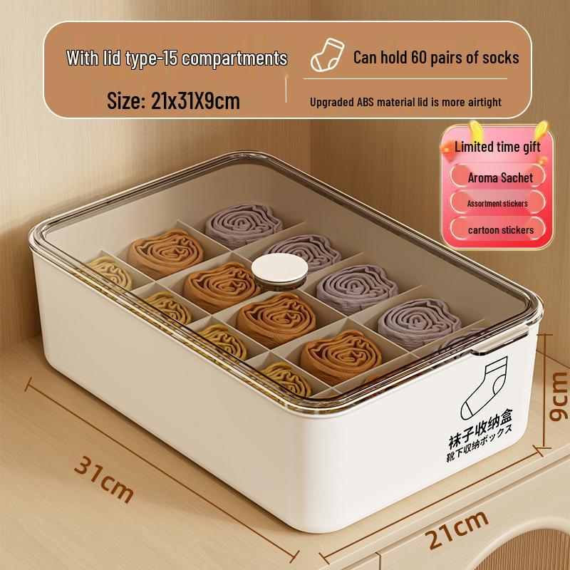 Three-in-One Dorm Underwear Organizer: Compartmented Box for Panties and Socks