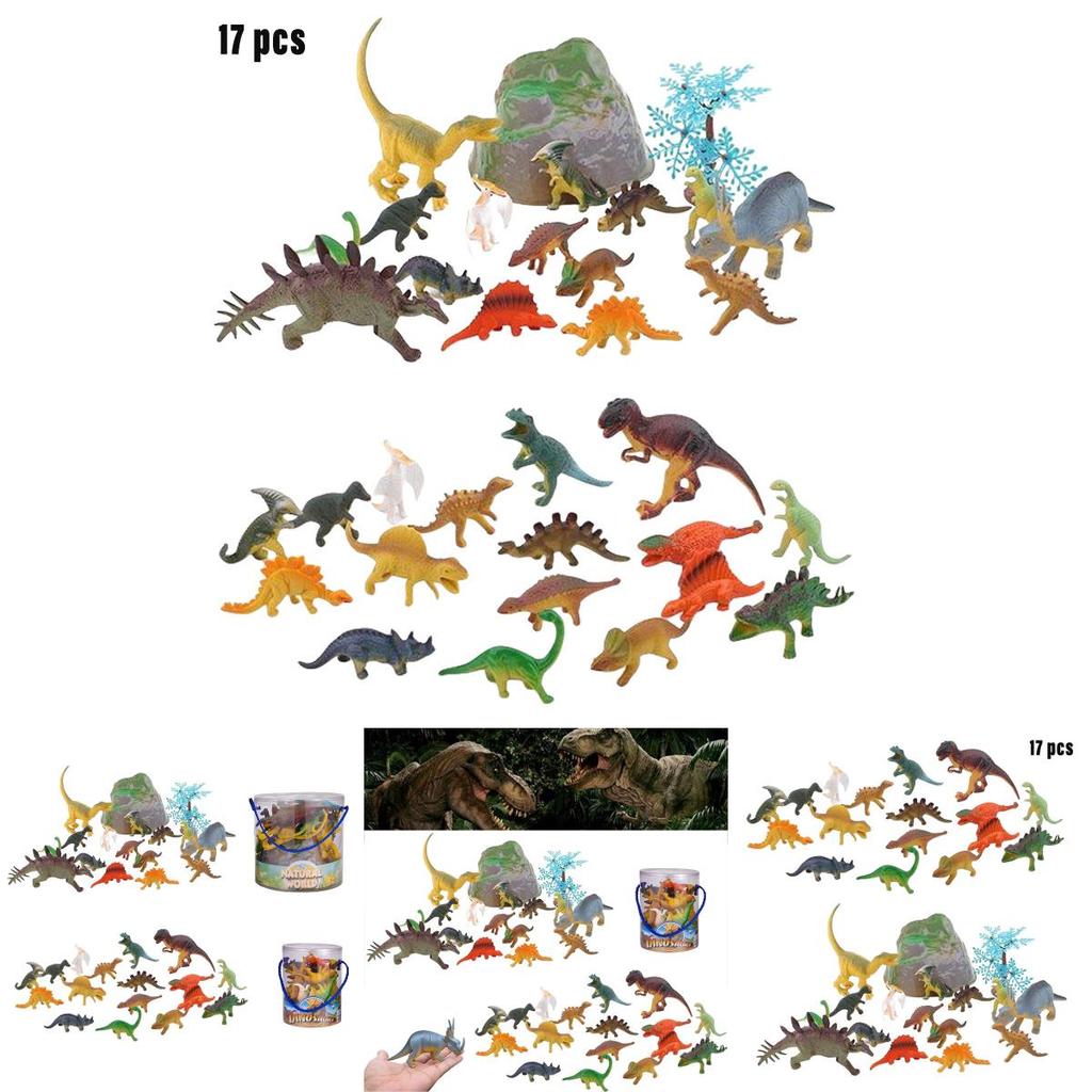 Jurassic Dinosaur Figures Realistic Plastic Model Toys Set Of 17 Pieces