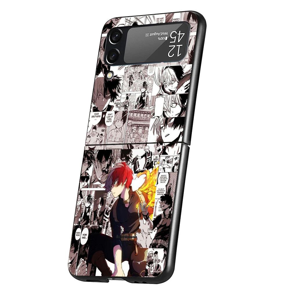 My Hero Todoroki Shoto Case Phone Cover for Samsung Galaxy Z Flip 6 5 4 3 5G ZFlip6 ZFlip5 ZFlip4 ZFlip3 Black Hard Trend Fundas