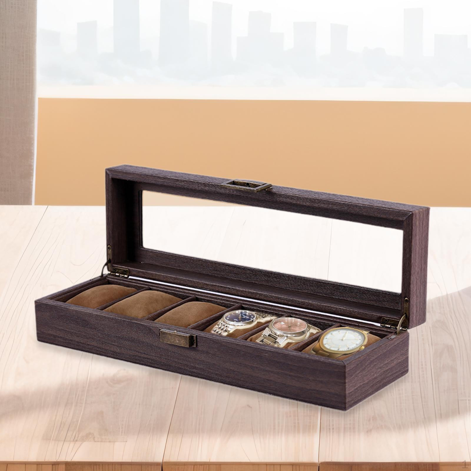 

Часы Хранение Ящик Органайзер для Мужчин Женщин Портативный Украшения Дома Защита Прозрачный Верх 6 Slot