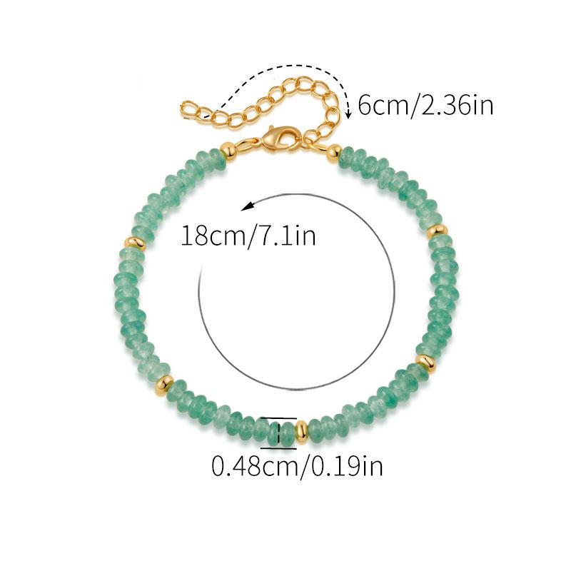 1pc Colorful Natural Stone Beads Chain Handmade Bracelet Bangle Waterproof Bohemia Stainless Steel Trendy Jewelry Gift