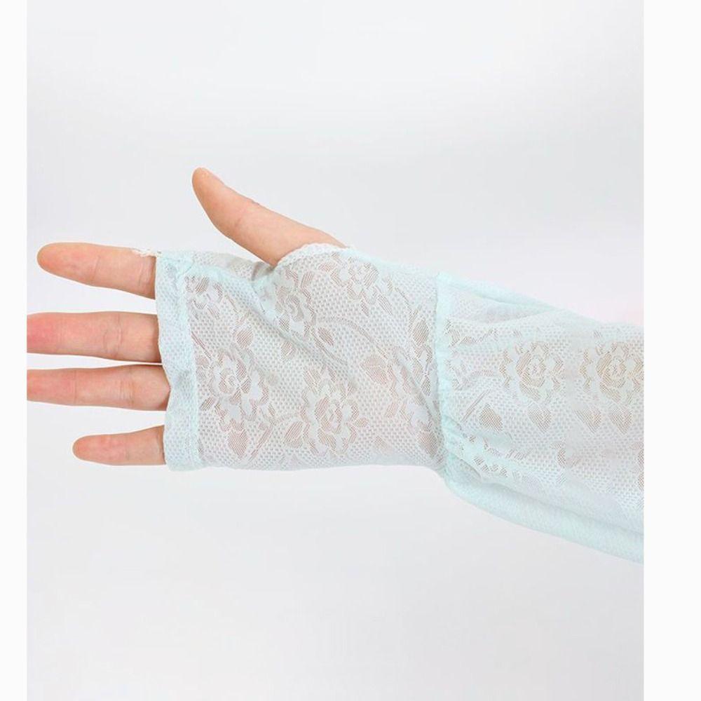 Lace Ice Silk Arm Sleeves Breathable Ice Silk Long Gloves New Cooling Sleeve  Cycling