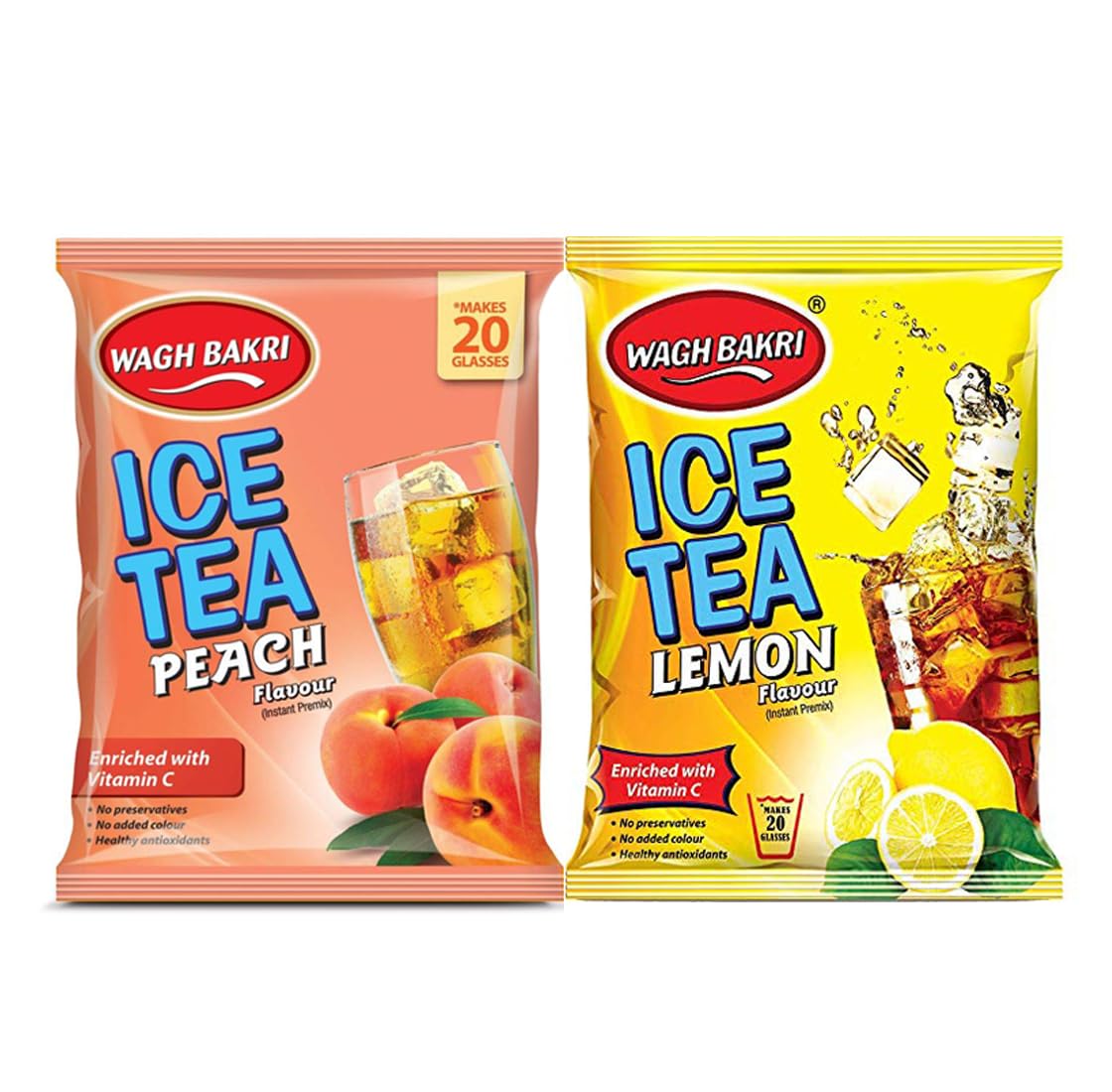 NEWRISE Wagh Bakri Peach Iced Tea - 250G With Lemon Ice Tea - 250 Gram, Green Tea, Powder