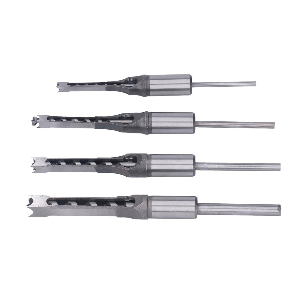 Set 4 Bucăți Burghie Pătrate pentru Lemn HSS Rezistente la Uzură 1/4in 5/16in 3/8in 1/2in Bit Freză Conică