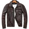 Tamanho chinês Vintage Red Browm Jaqueta de couro genuíno Light Coated First Layer Cowhide Men Jaqueta de couro Outono e inverno
