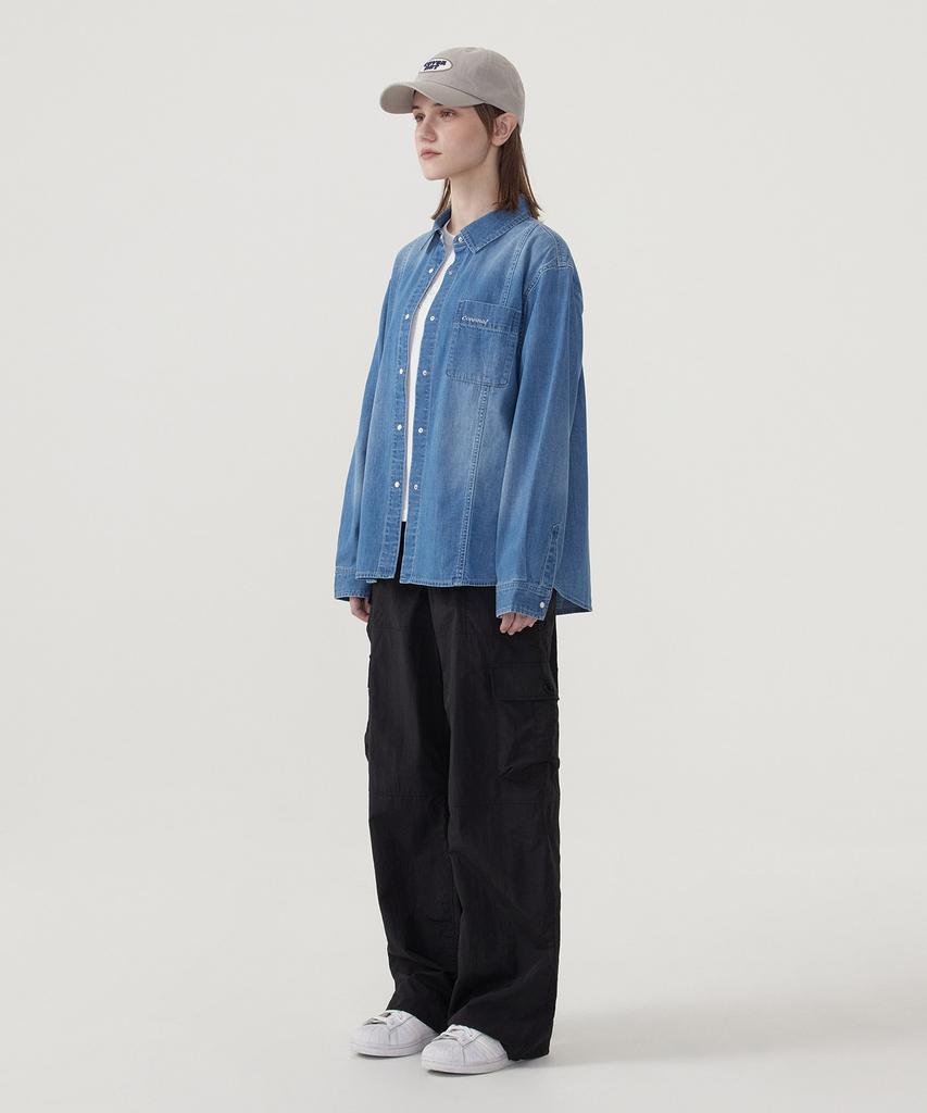 COVERNAT WOMAN Pocket Denim Shirt Blue