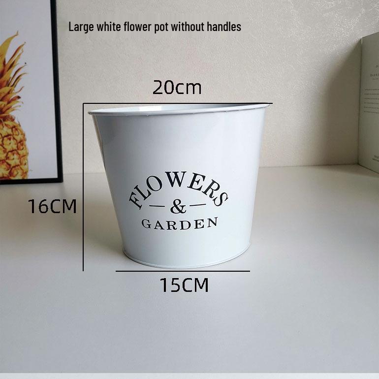 Tin Flower Pot with Hemp Rope Succulent Holder - European Pastoral Wrought Iron Bucket