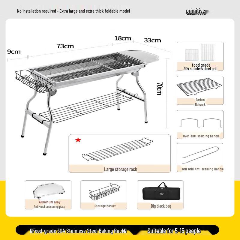 Ally Folding Stainless Steel BBQ Grill with Storage