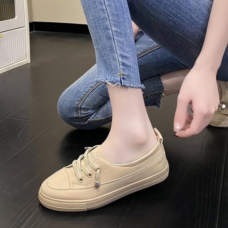 Buty damskie na wiosnę, lato, jesień i zimę, Trampki damskie, Buty studenckie, Białe buty, Niskie buty sznurowane z okrągłym noskiem, Buty codzienne