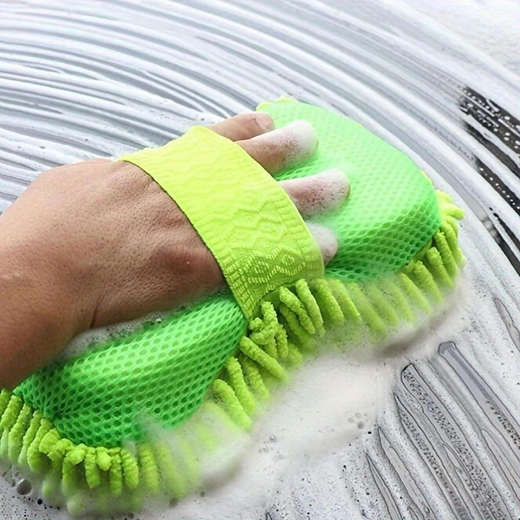 Autowaschschwamm-Handschuh mit Handschlaufe Chenillefaser Fahrzeugwaschpad für Möbel Wohnzimmer