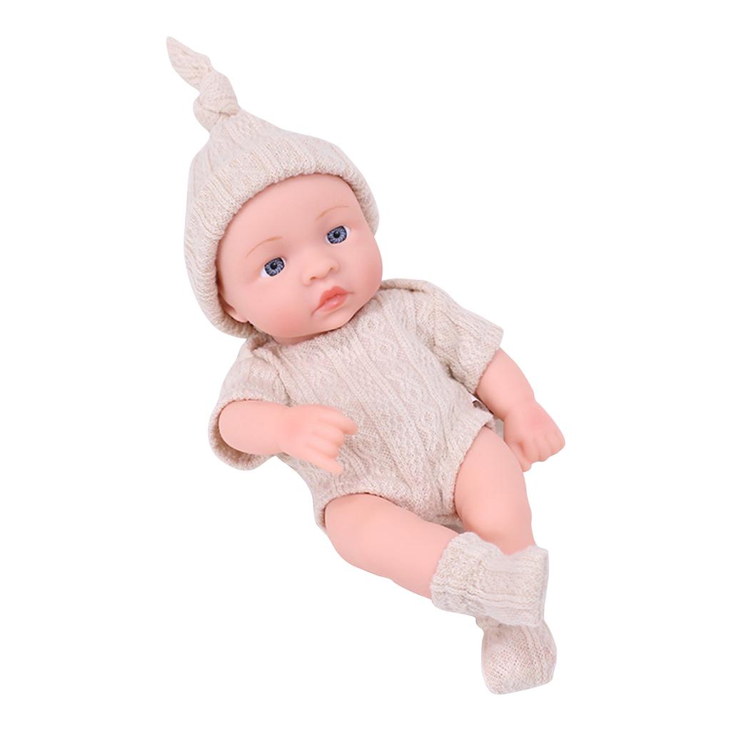 20cm Reborns Toddler Popular Realistic Cute Girl Doll with Braided Sweater Hat Soft Body High-quality Handmade Doll
