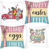 Easter Pillowcase, Linen Sofa Pillowcase, Living Room Decoration, Printed Rabbit Egg Pillow Cover